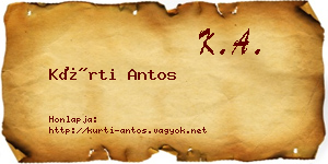 Kürti Antos névjegykártya
